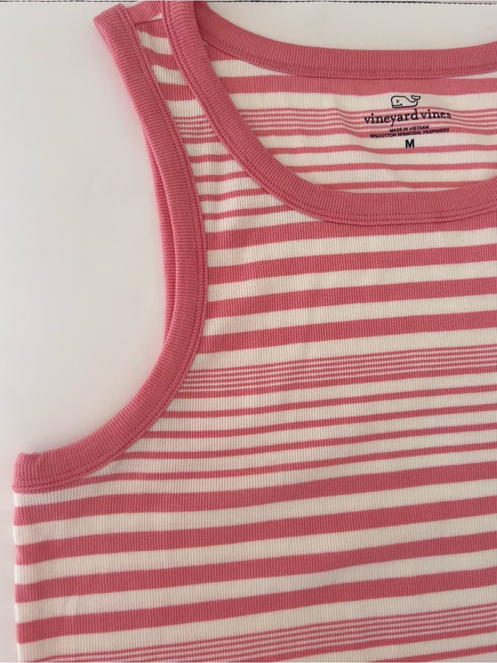 Vineyard Vines Striped Heritage Pink and White Tank Top NWOT - Picture 2 of 3